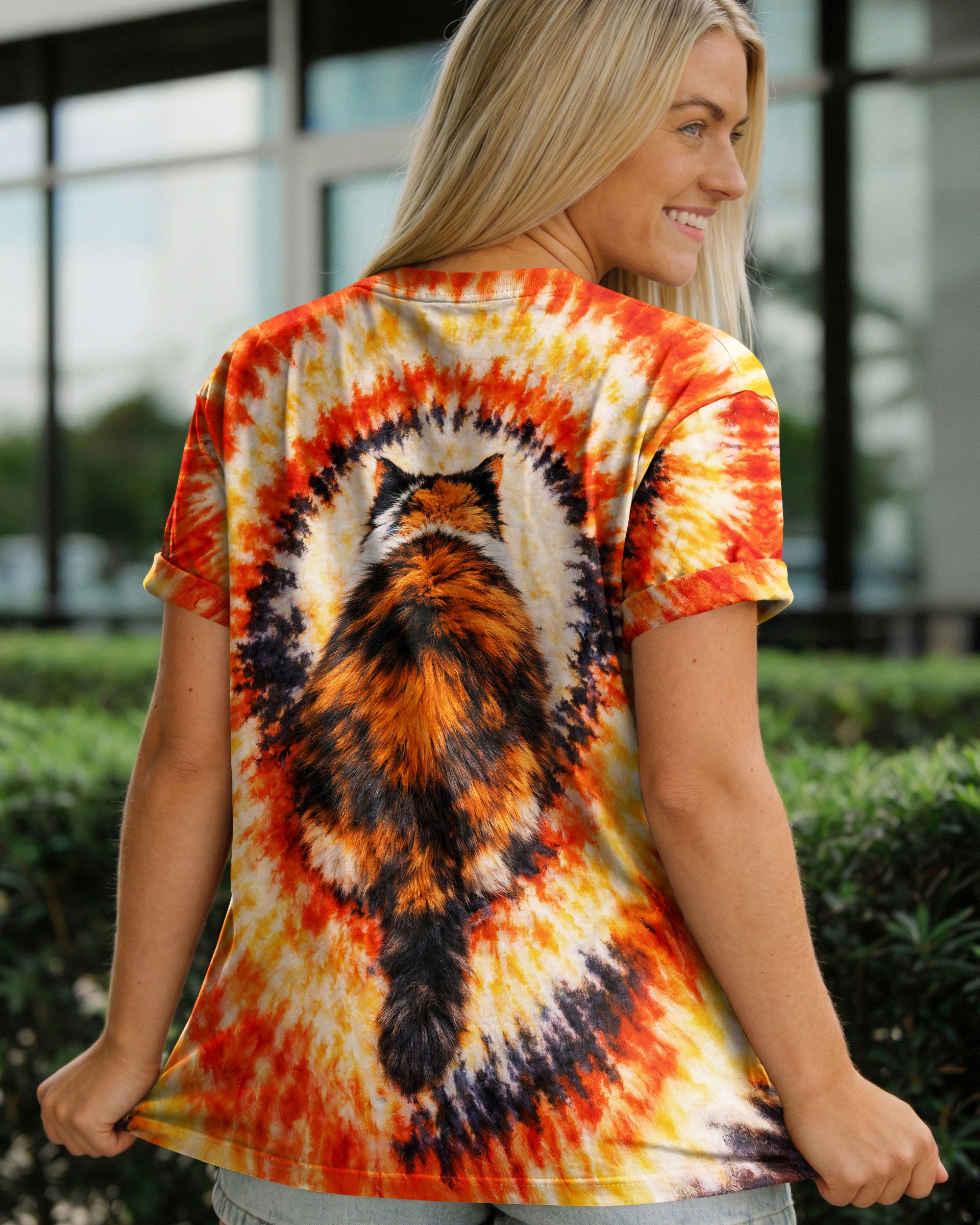 CALICO CAT ORANGE SWIRL ALL OVER PRINT   - TLNT0903262
