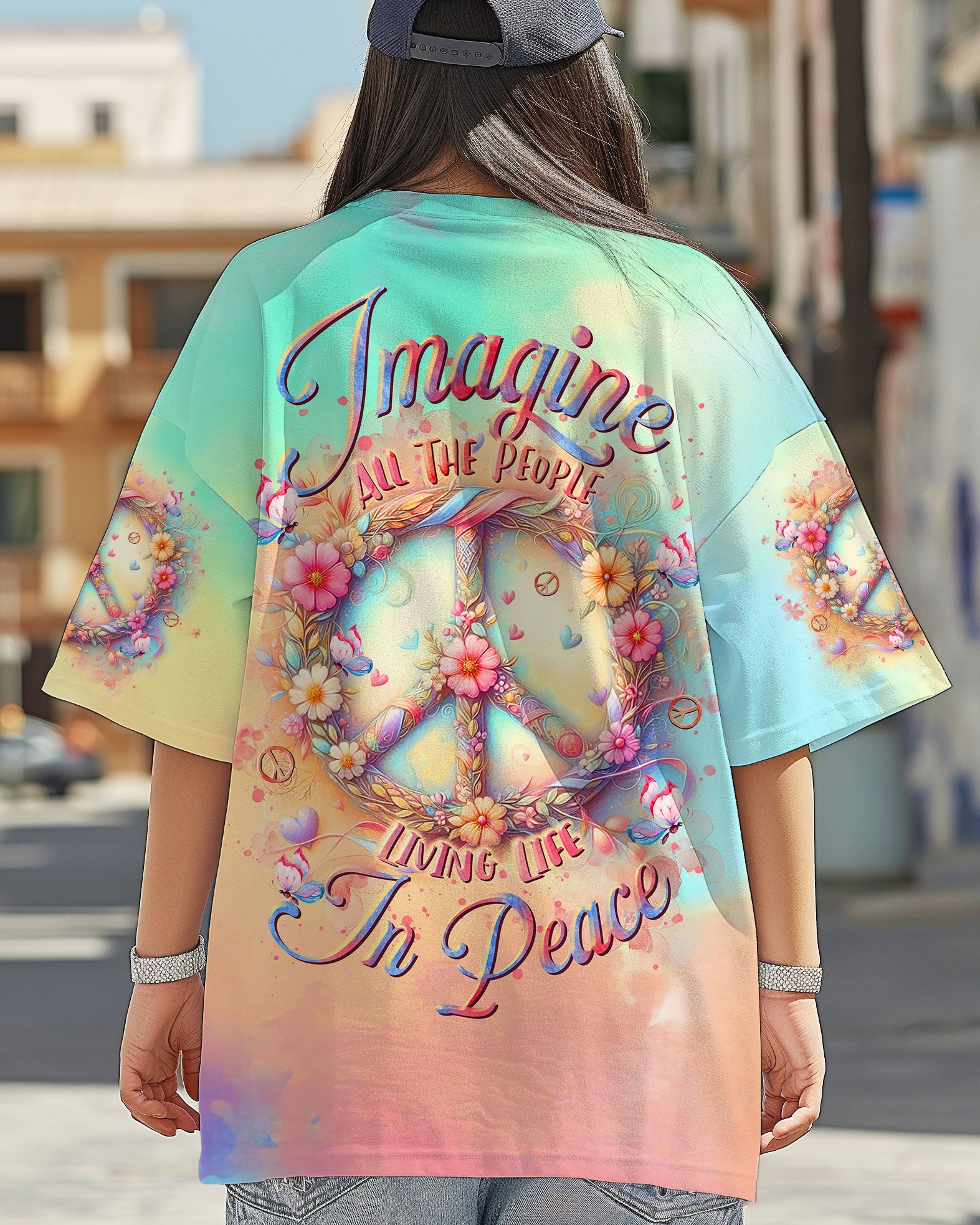 IMAGINE ALL THE PEOPLE LIVING LIFE IN PEACE TIE DYE ALL OVER PRINT  - TLTR0104254