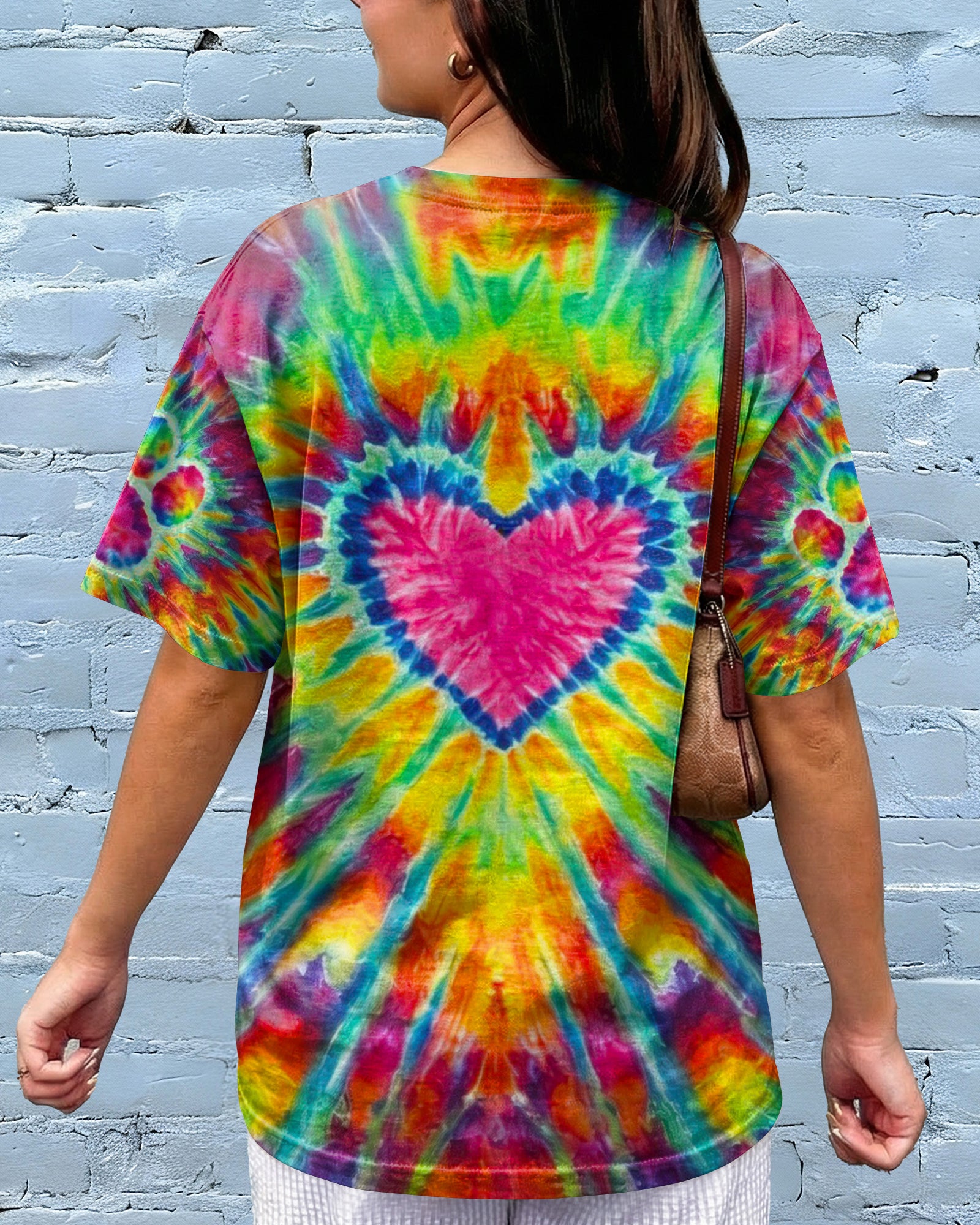 HEART PAW PRINT COLORFUL SWIRL ALL OVER PRINT  - TLNO0104261