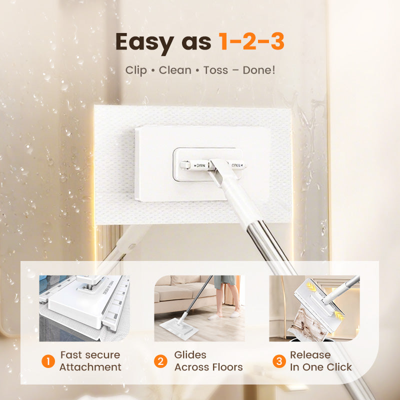 🔥🧹Disposable Dust Mop with 4 Reusable Cloths💦