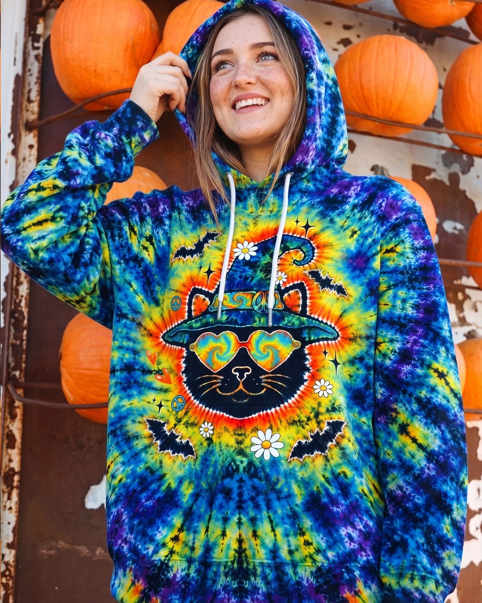 BLACK CAT WITCH HALLOWEEN BURST ALL OVER PRINT - TLTW2207263