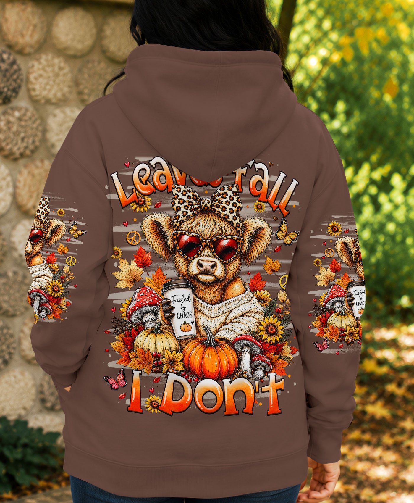LEAVES FALL I DON'T HIGHLAND COW AUTUMN ALL OVER PRINT - TLHN2107262