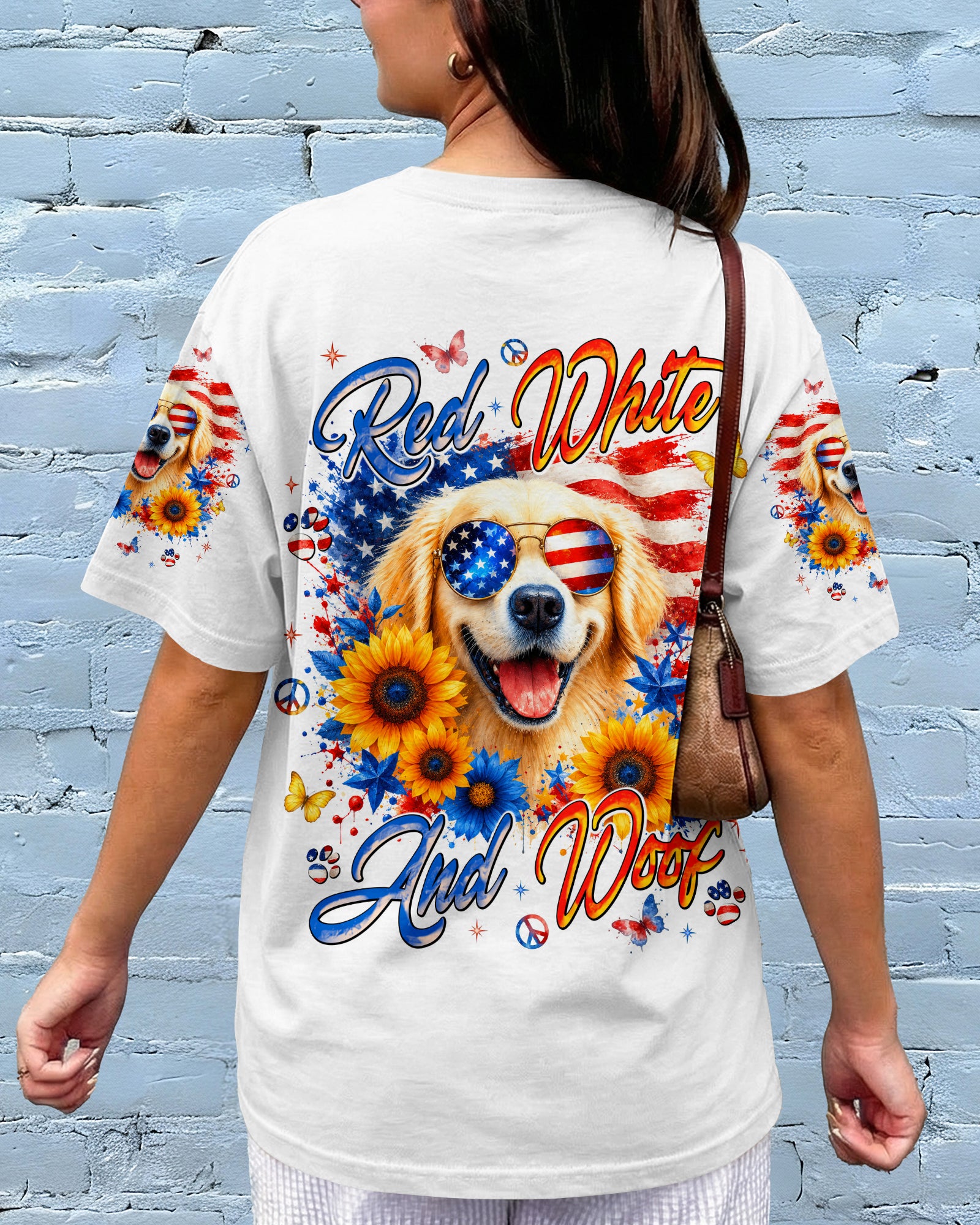 RED WHITE & WOOF GOLDEN RETRIEVER DOG ALL OVER PRINT - TLNT1905264