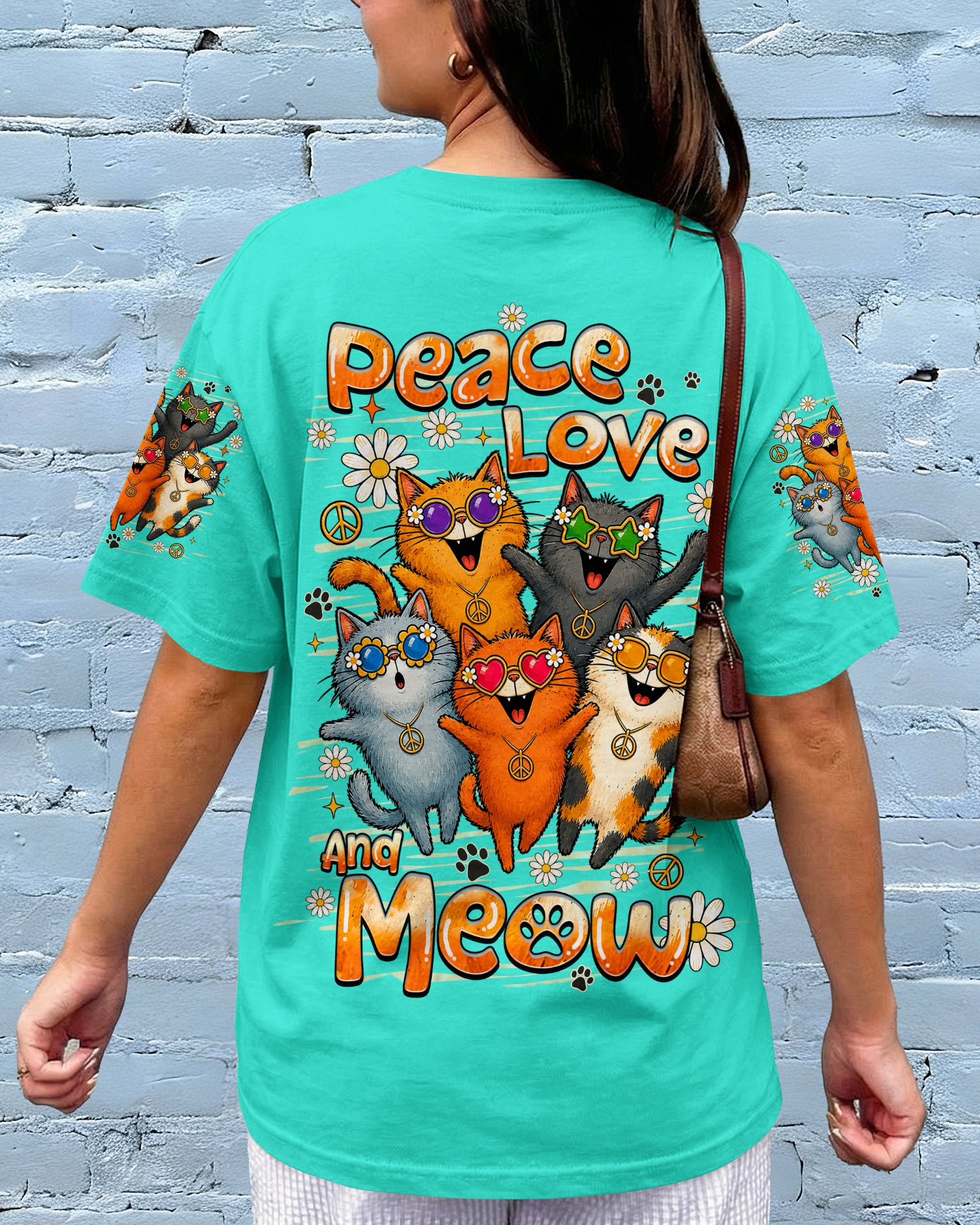 PEACE LOVE AND MEOW CAT ALL OVER PRINT - TLHN1007261