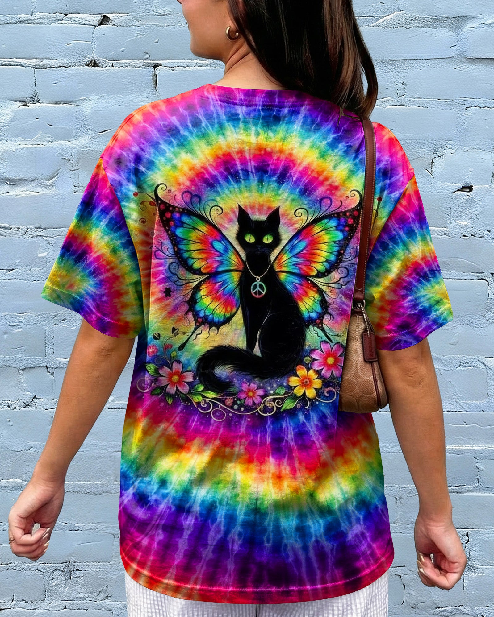 RAINBOW SWIRL BLACK CAT ALL OVER PRINT - YHHG2502261