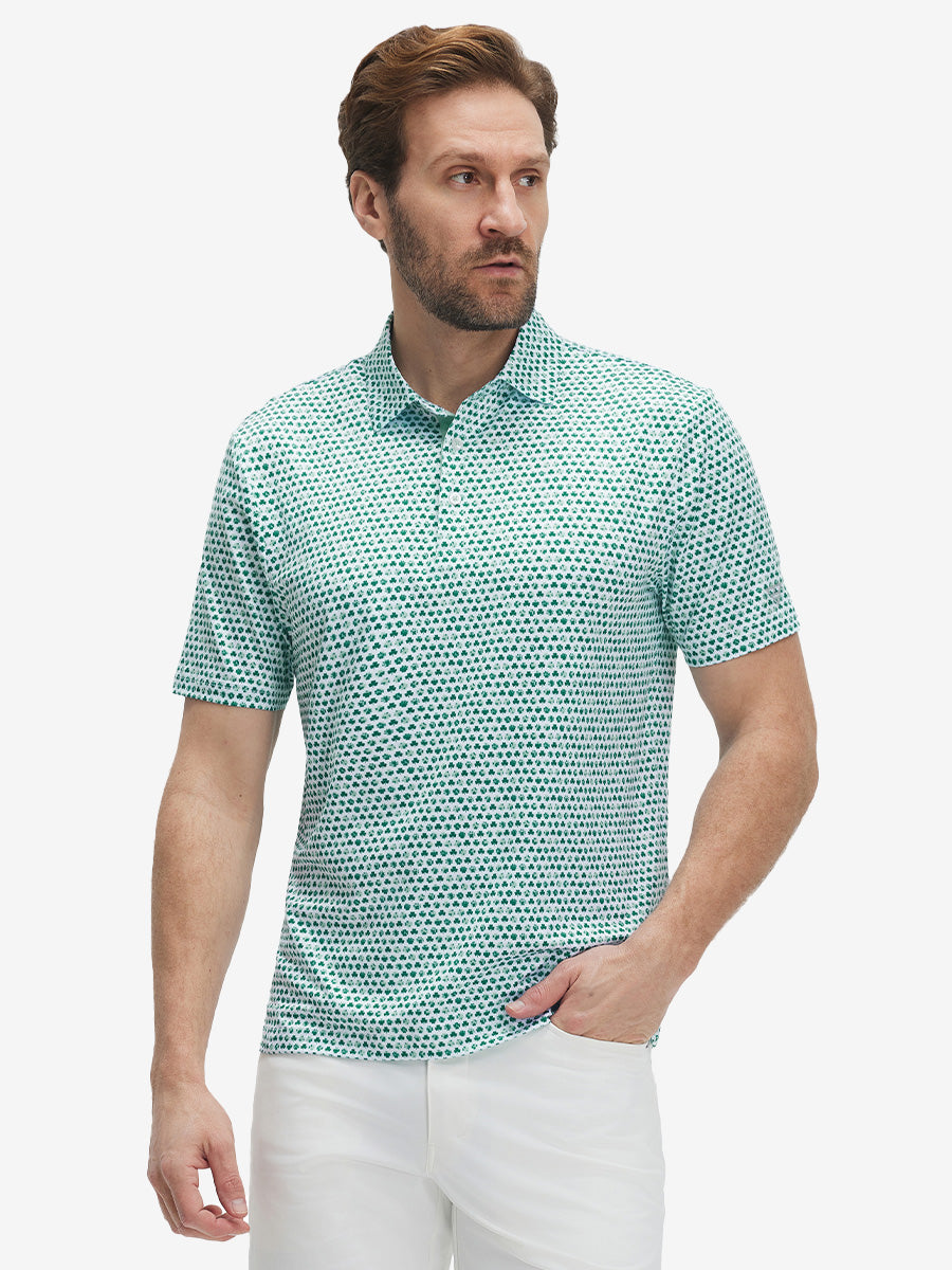 Swing in Style: 4-Way Stretch Performance Printed Golf Polo