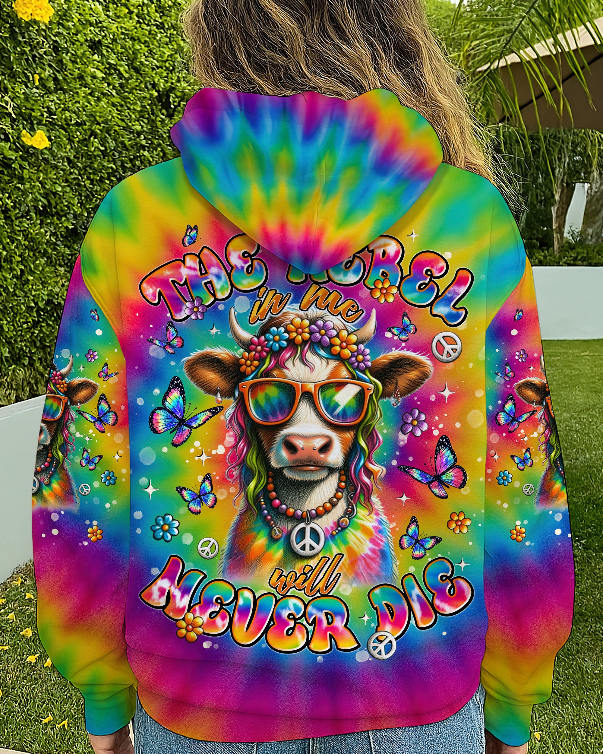THE REBEL IN ME WILL NEVER DIE COW TIE DYE ALL OVER PRINT - TLNT1107252