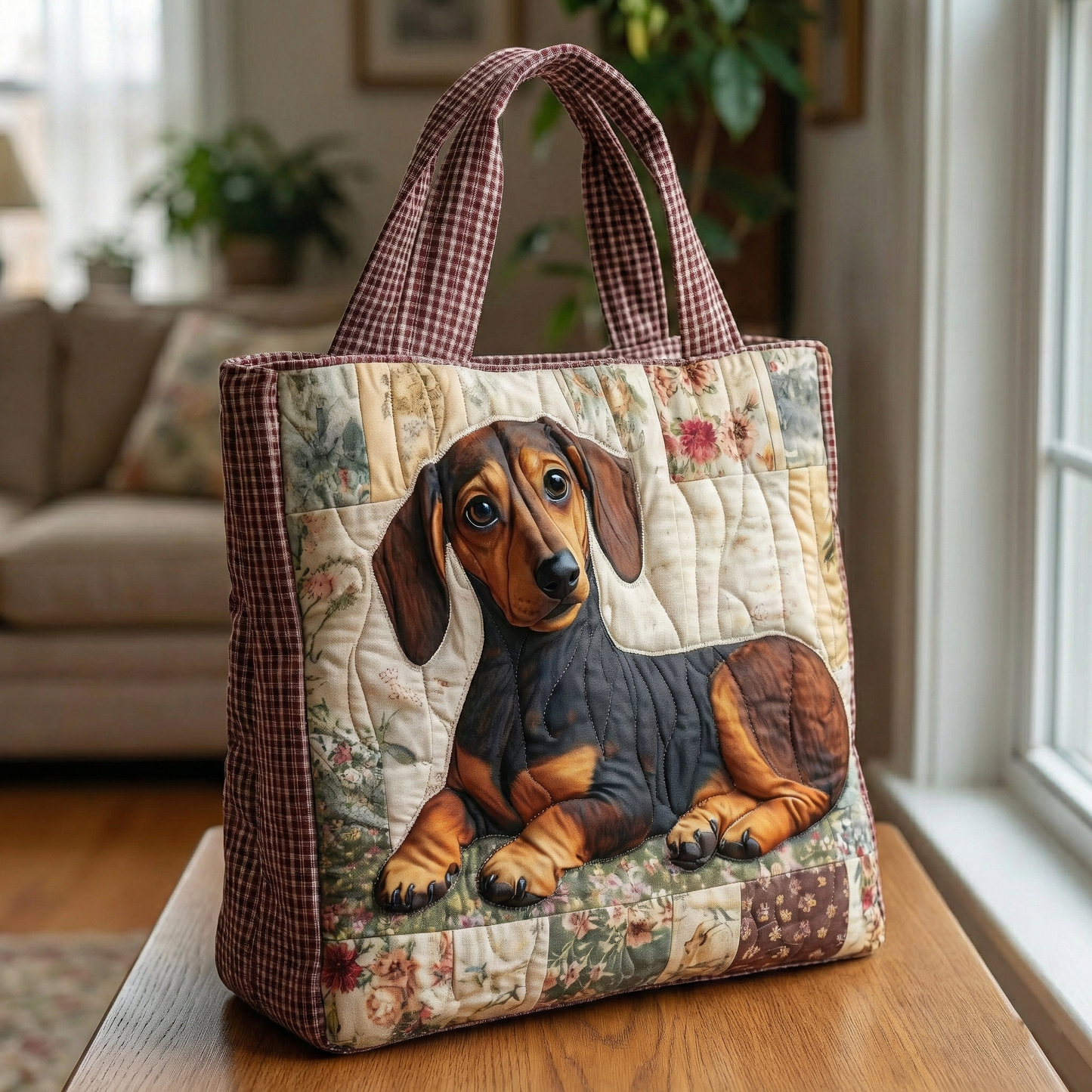 Farmhouse DachshundQuilted Tote BagGFTOQA1176