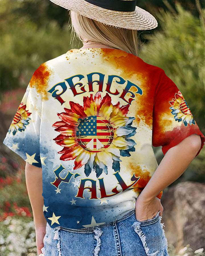 PEACE Y'ALL AMERICA SUNFLOWER ALL OVER PRINT - TLTW1207232