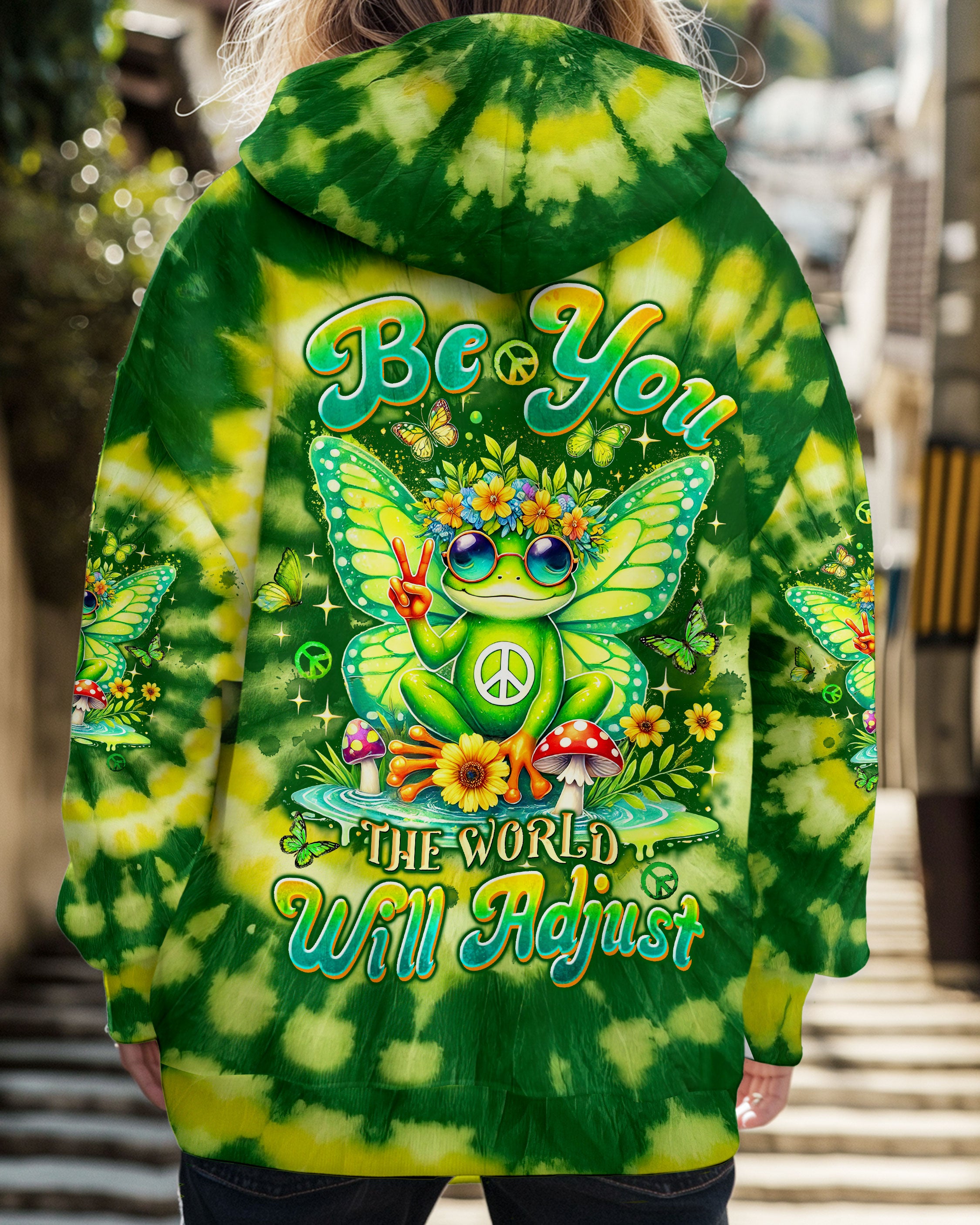 BE YOU THE WORLD WILL ADJUST FROG TIE DYE  ALL OVER PRINT  - TLTW0701253