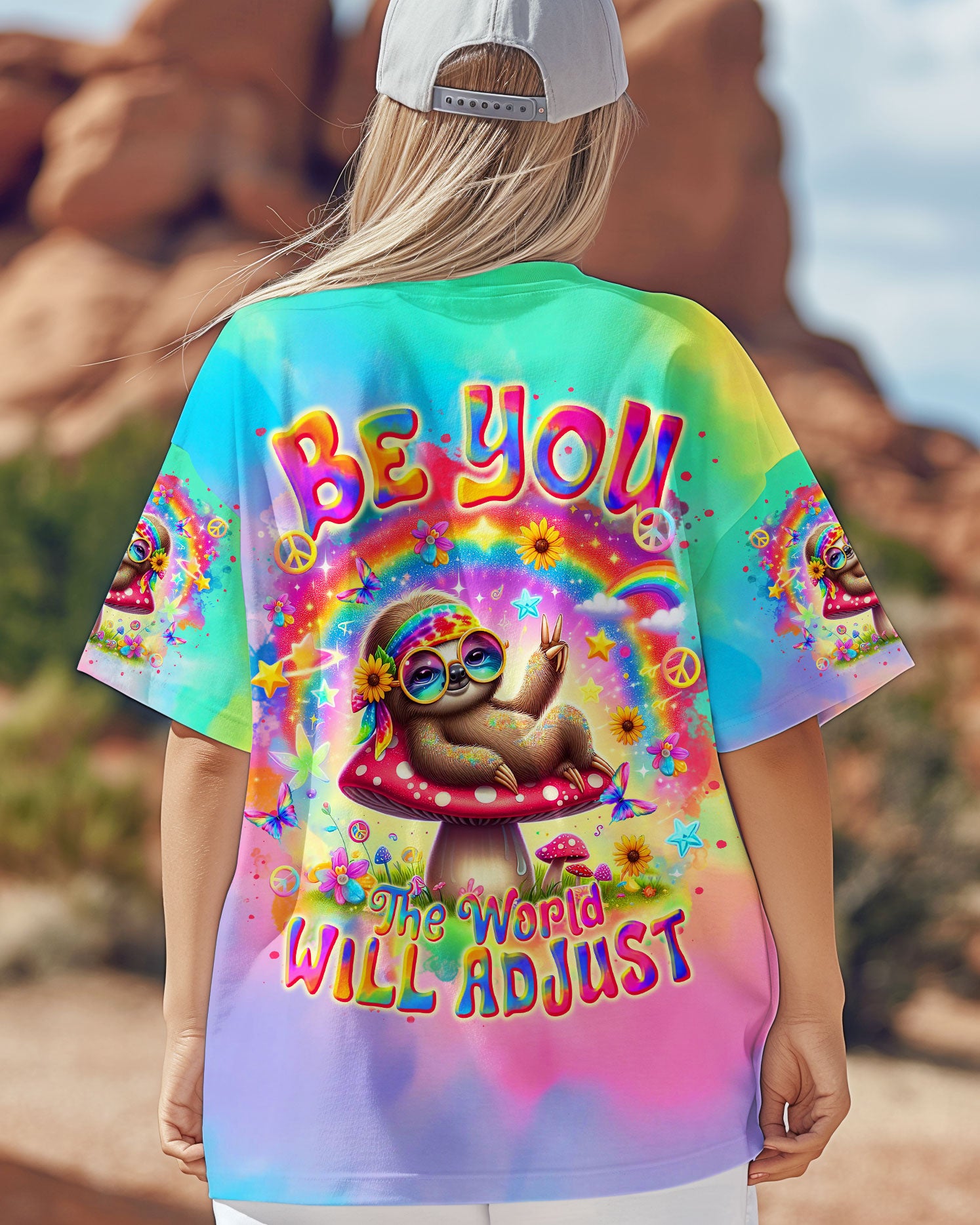 BE YOU THE WORLD WILL ADJUST SLOTH ALL OVER PRINT  - TLTR2104254