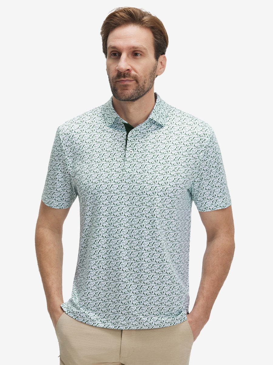Swing in Style: 4-Way Stretch Performance Printed Golf Polo