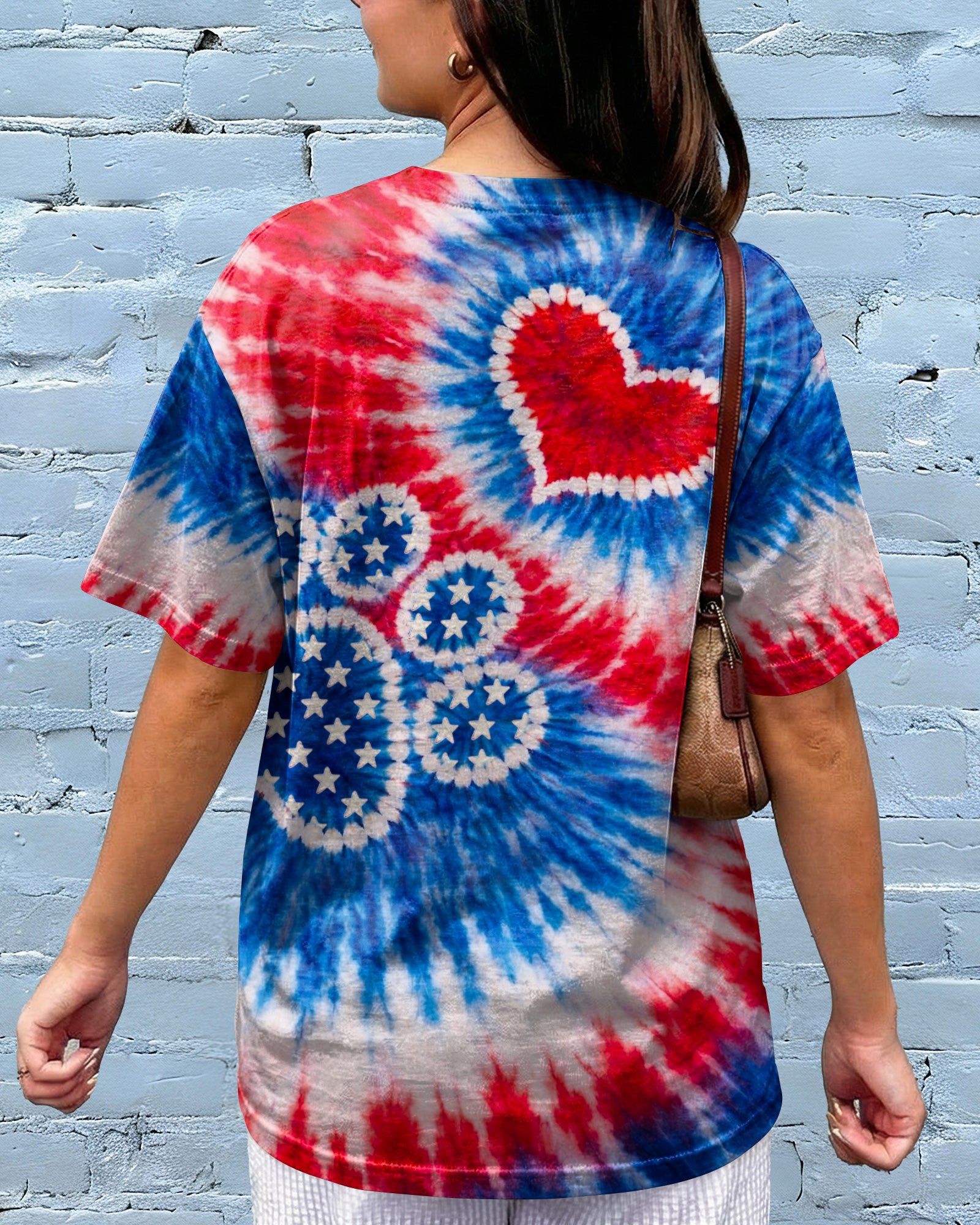 PAW HEART RED WHITE & BLUE SWIRL ALL OVER PRINT - TLHN0104261
