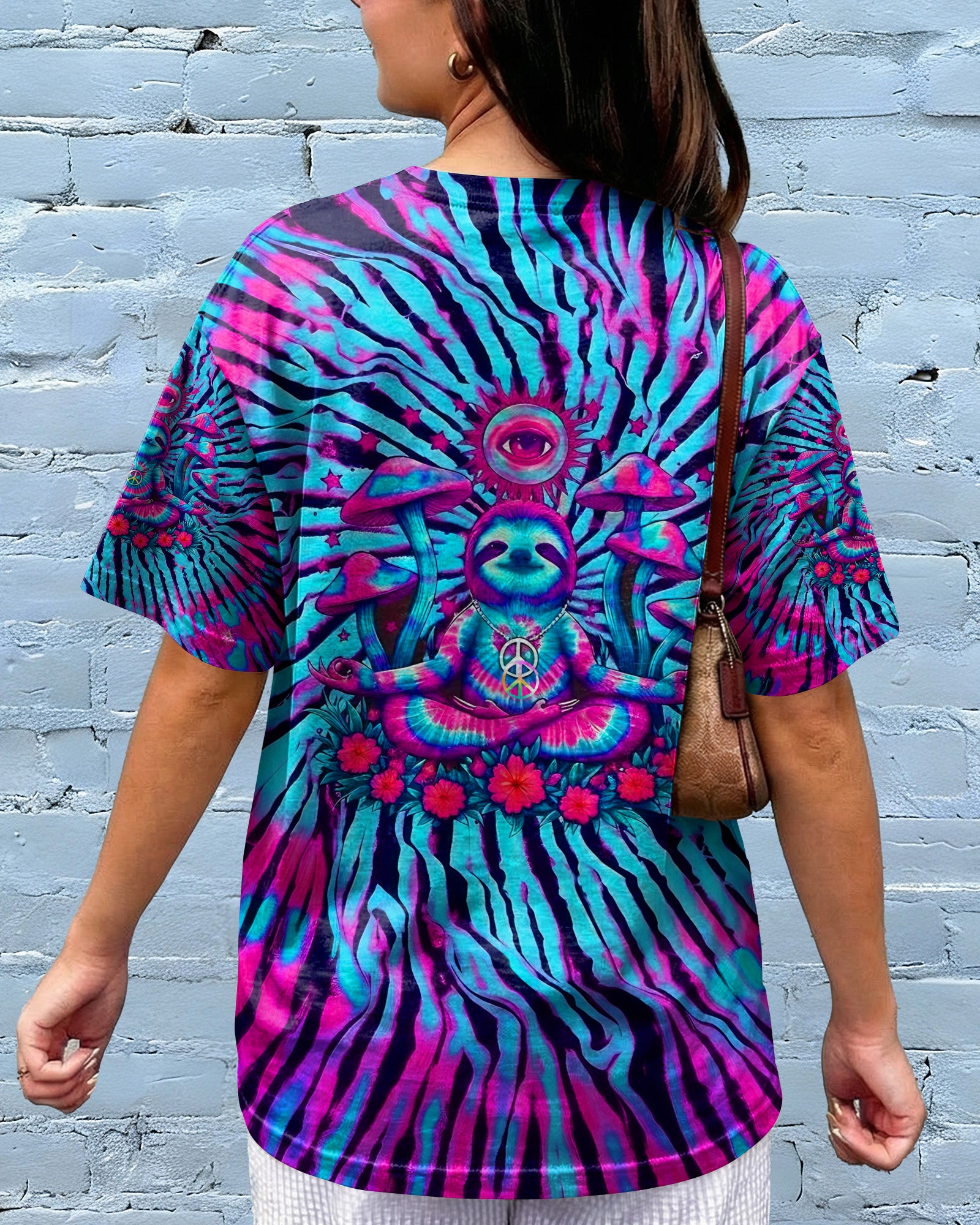 PINK TEAL SWIRL PEACE SLOTH ALL OVER PRINT - YHLT0902261