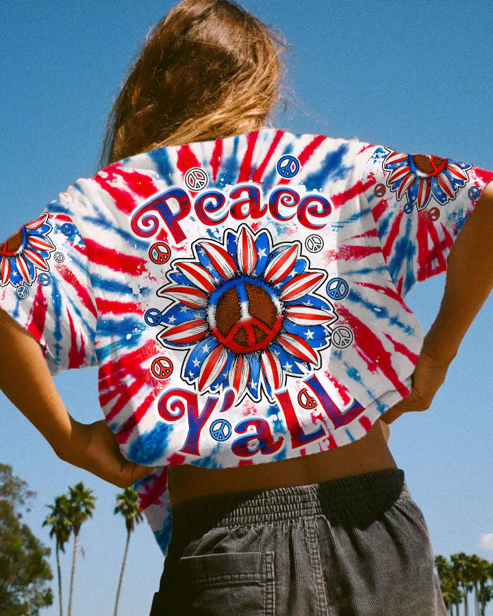PEACE Y'ALL SUNFLOWER AMERICA TIE DYE ALL OVER PRINT - TLTW1206232