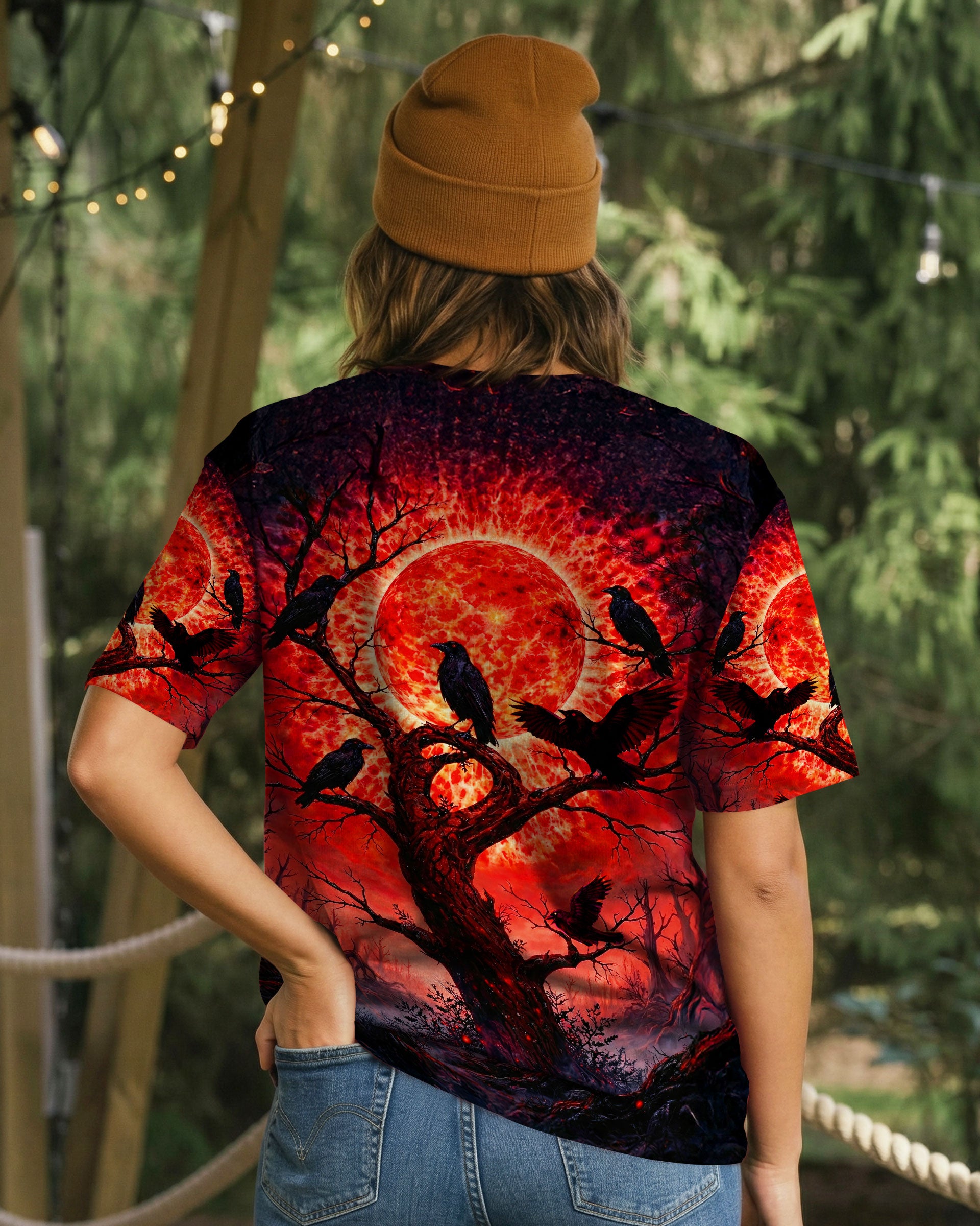 RAVEN UNDER BLOOD  MOON RED & ORANGE SWIRL ALL OVER PRINT  - TLNT2701262