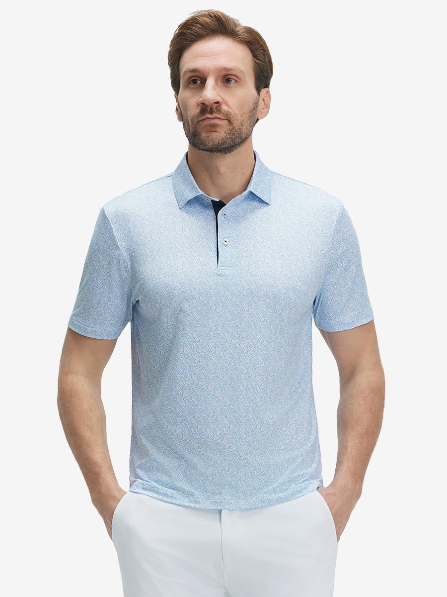 Swing in Style: 4-Way Stretch Performance Printed Golf Polo