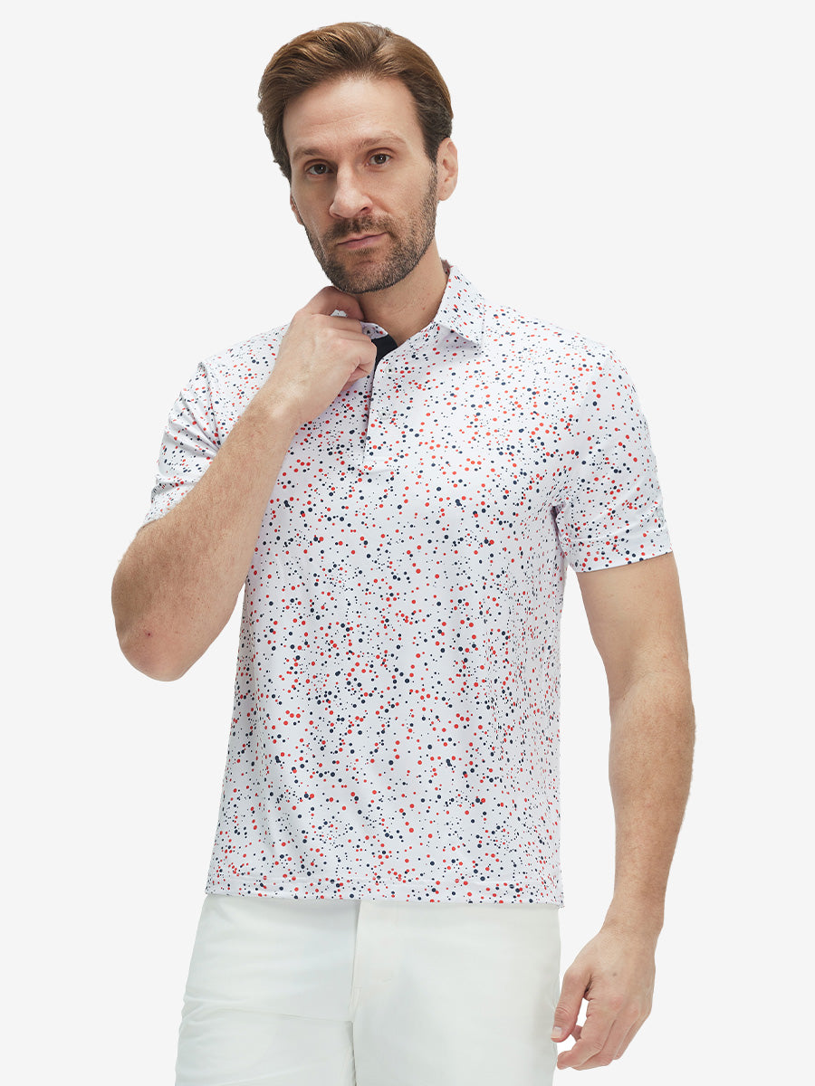 Swing in Style: 4-Way Stretch Performance Printed Golf Polo