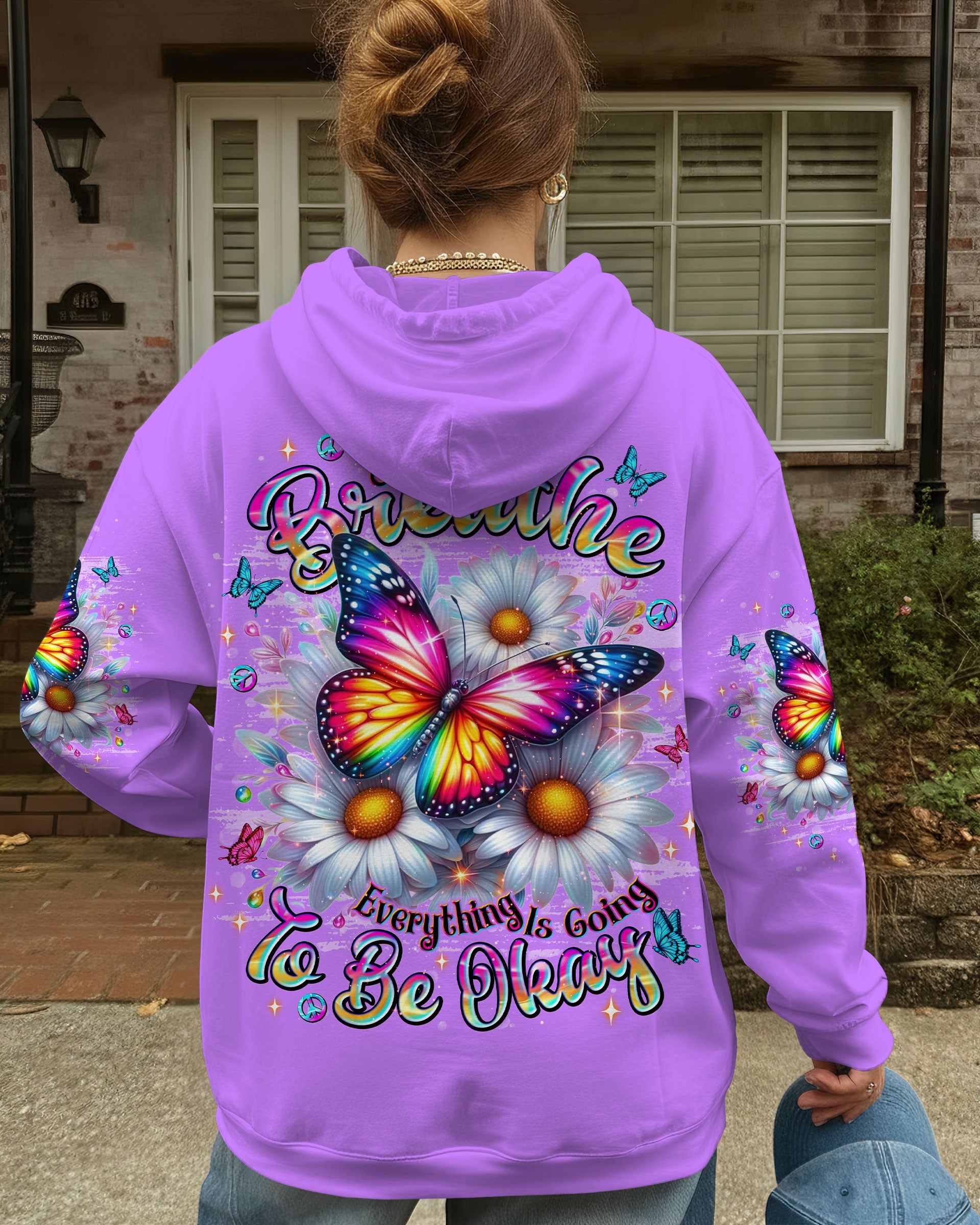 JUST BREATHE BUTTERFLY DAISIES ALL OVER PRINT - TLNT1312253