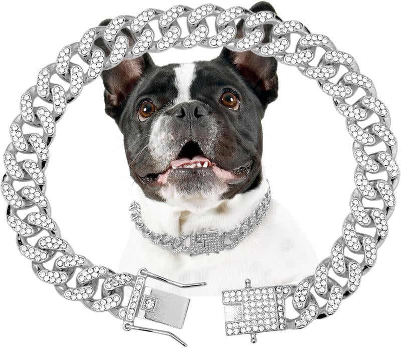 🔥Dog Chain Collar Dog Necklace Diamond Cuban Link Dog Collar