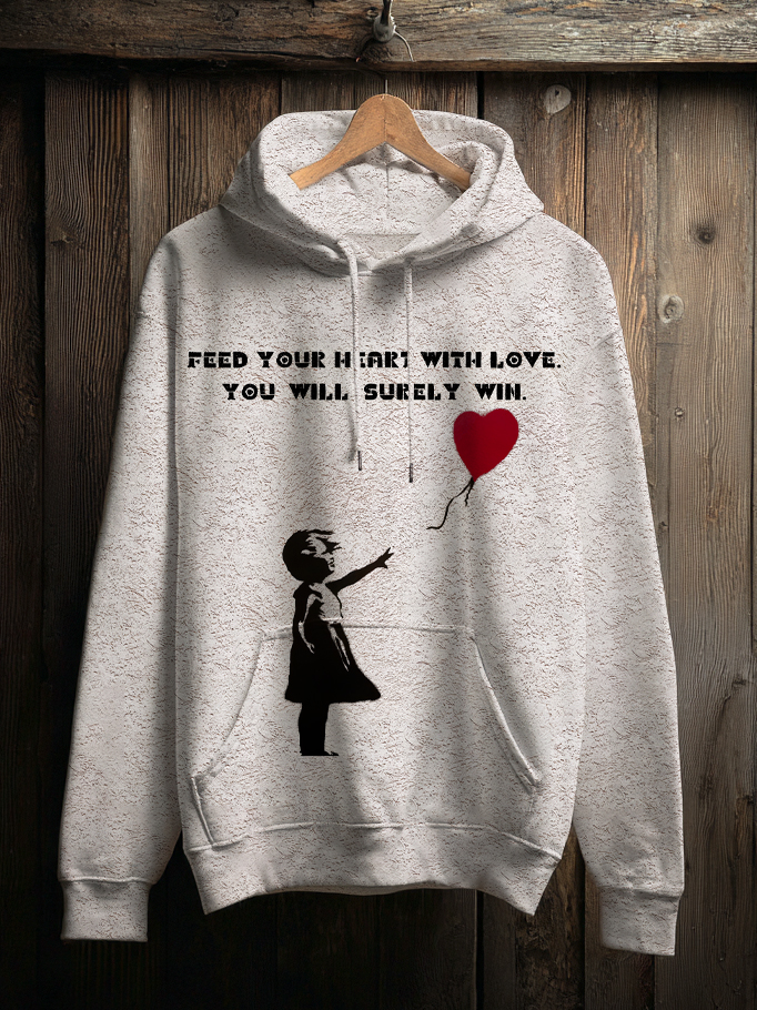 Women's Feed Your Heart With Love You Will Surely Win Print Casual Hoodie
