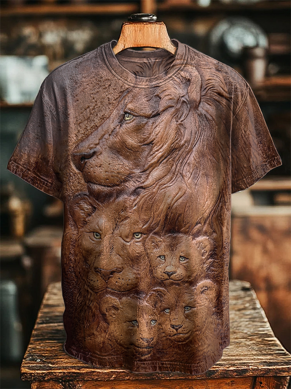 Men's African Animal Lion Art Print Casual T-Shirt