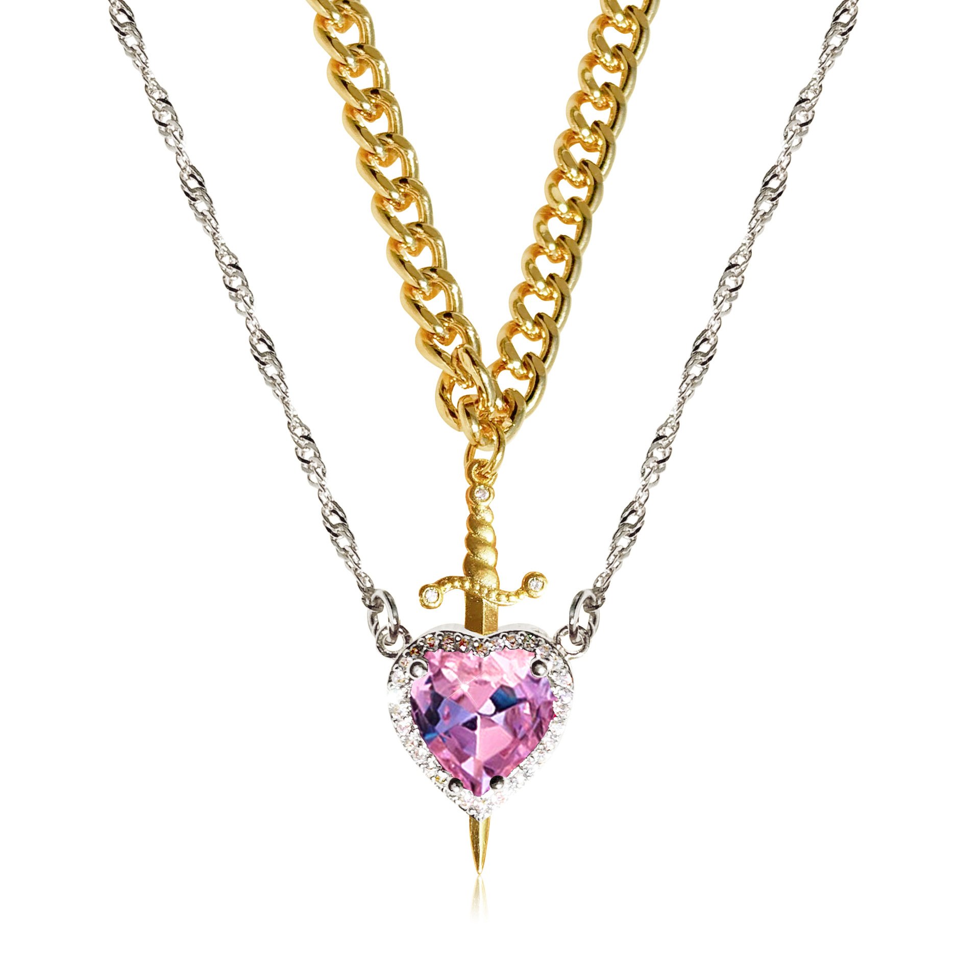 🔥LAST DAY 50% OFF - 💕GM Heart & Sword Promise Necklace His / Hers Set