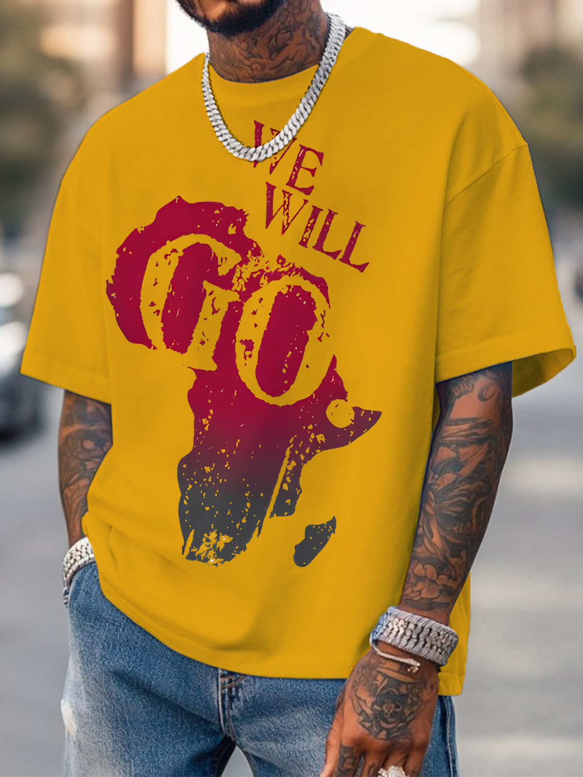 Men's We Will Go Fun Map Print Cotton Casual T-Shirt