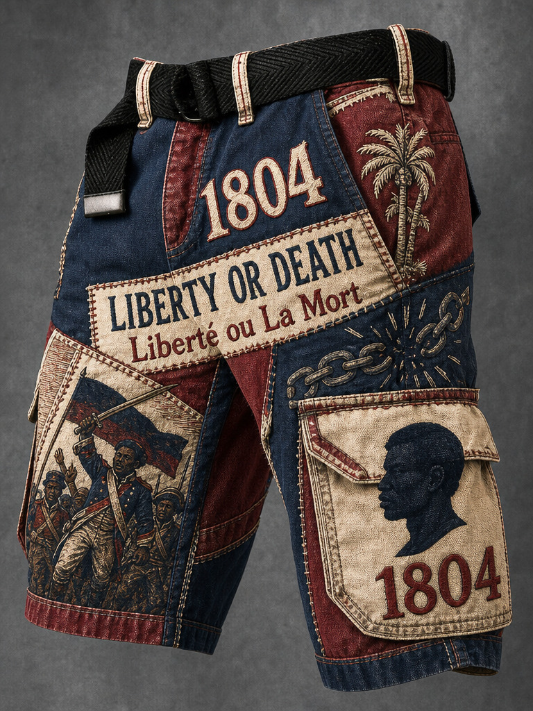 Men's Haiti Revolution 1804 Black History Print Cargo Shorts