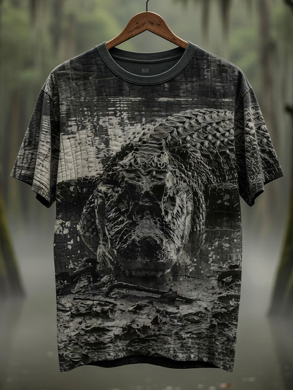 Men's Mysterious Crocodile Art Print T-Shirt