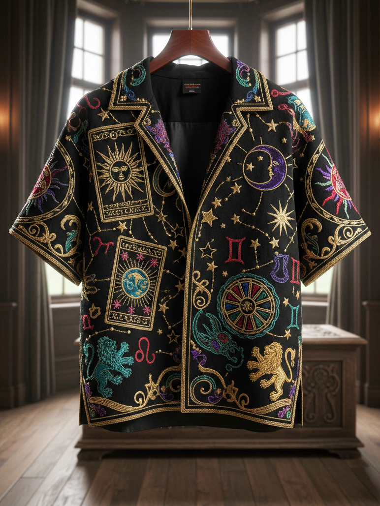 Men's Zodiac & Tarot Card Art Print Shirt