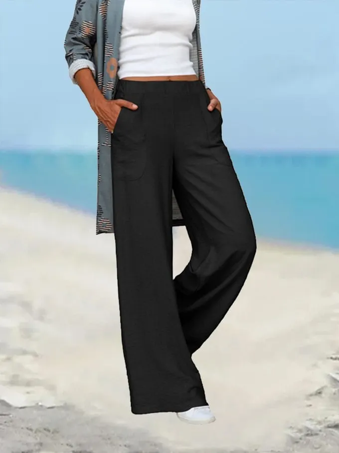 Women's Loose Casual Side Pocket Wide Leg Pants