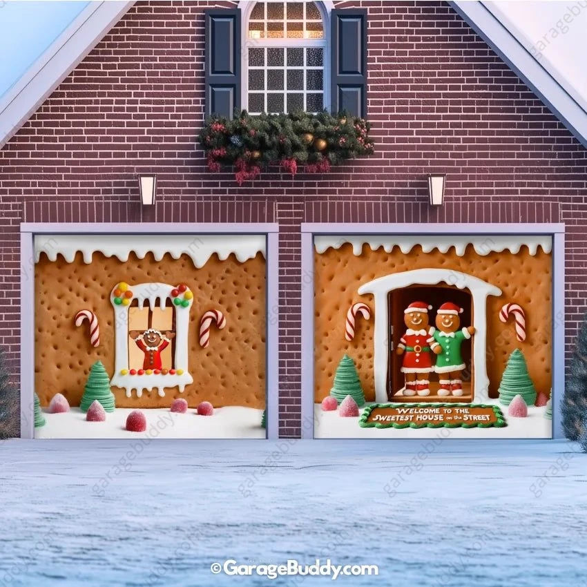 Garage Buddy | Gingerbread Family | Christmas Garage Door Cover