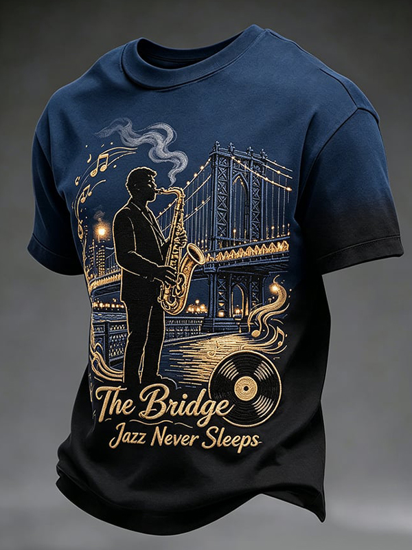 Men's The Bridge Jazz Never Sleeps Print Casual T-Shirt