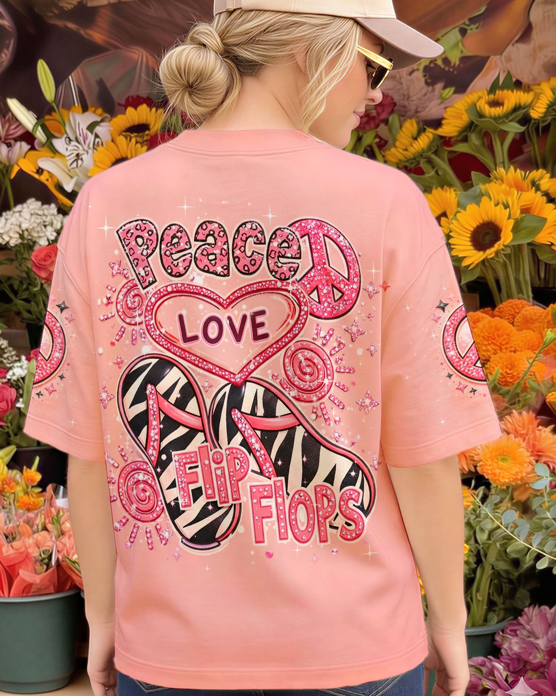 PEACE LOVE FLIP FLOPS ALL OVER PRINT - TLHN0603261