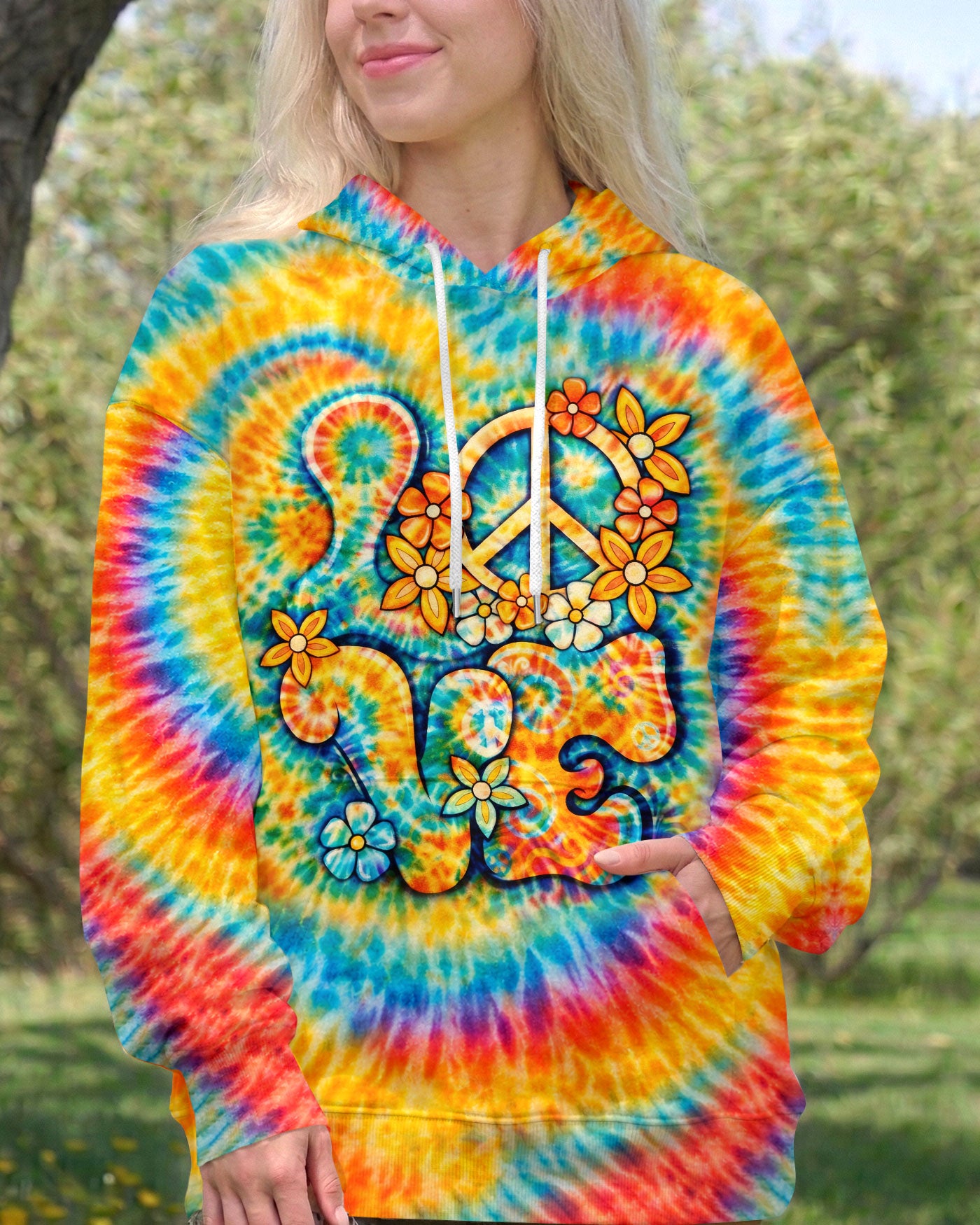 LOVE PEACE SYMBOL SWIRL ALL OVER PRINT - TLHN2303261