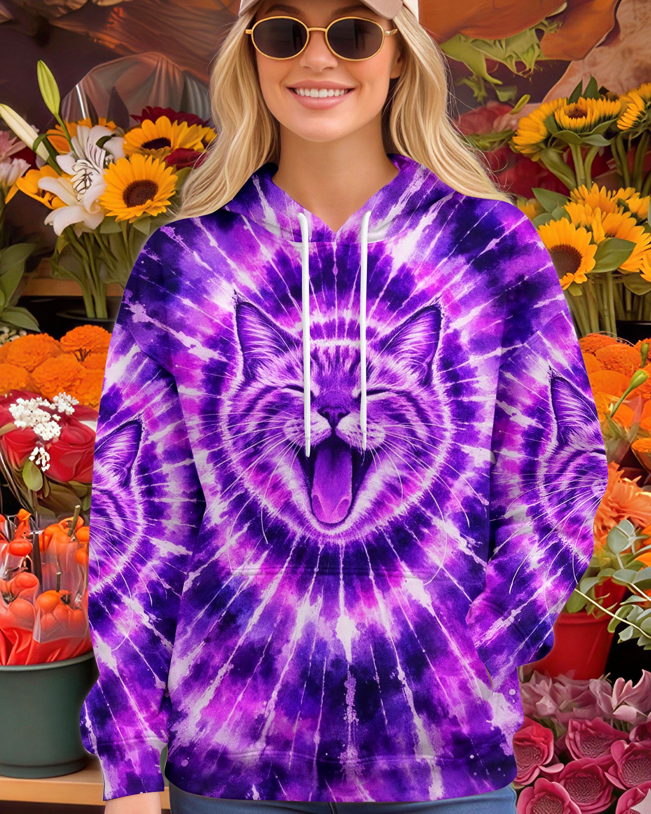 CAT PURPLE SWIRL ALL OVER PRINT - TLHN1003263