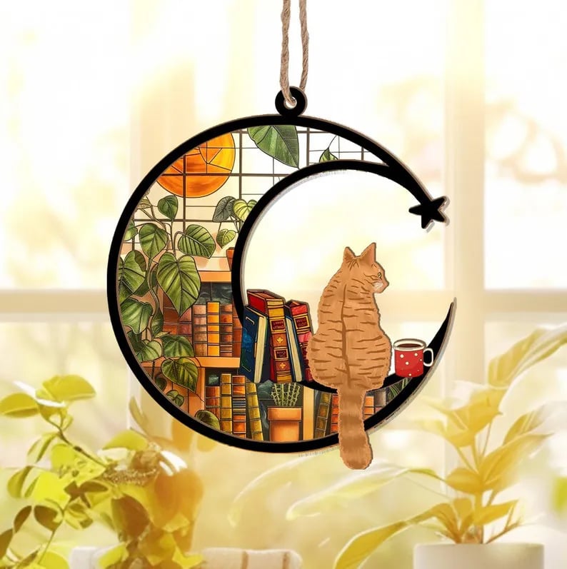 🔥🎄2024 Christmas Gift 50% OFF - 😺📚✨Cat Book Suncatcher Ornament