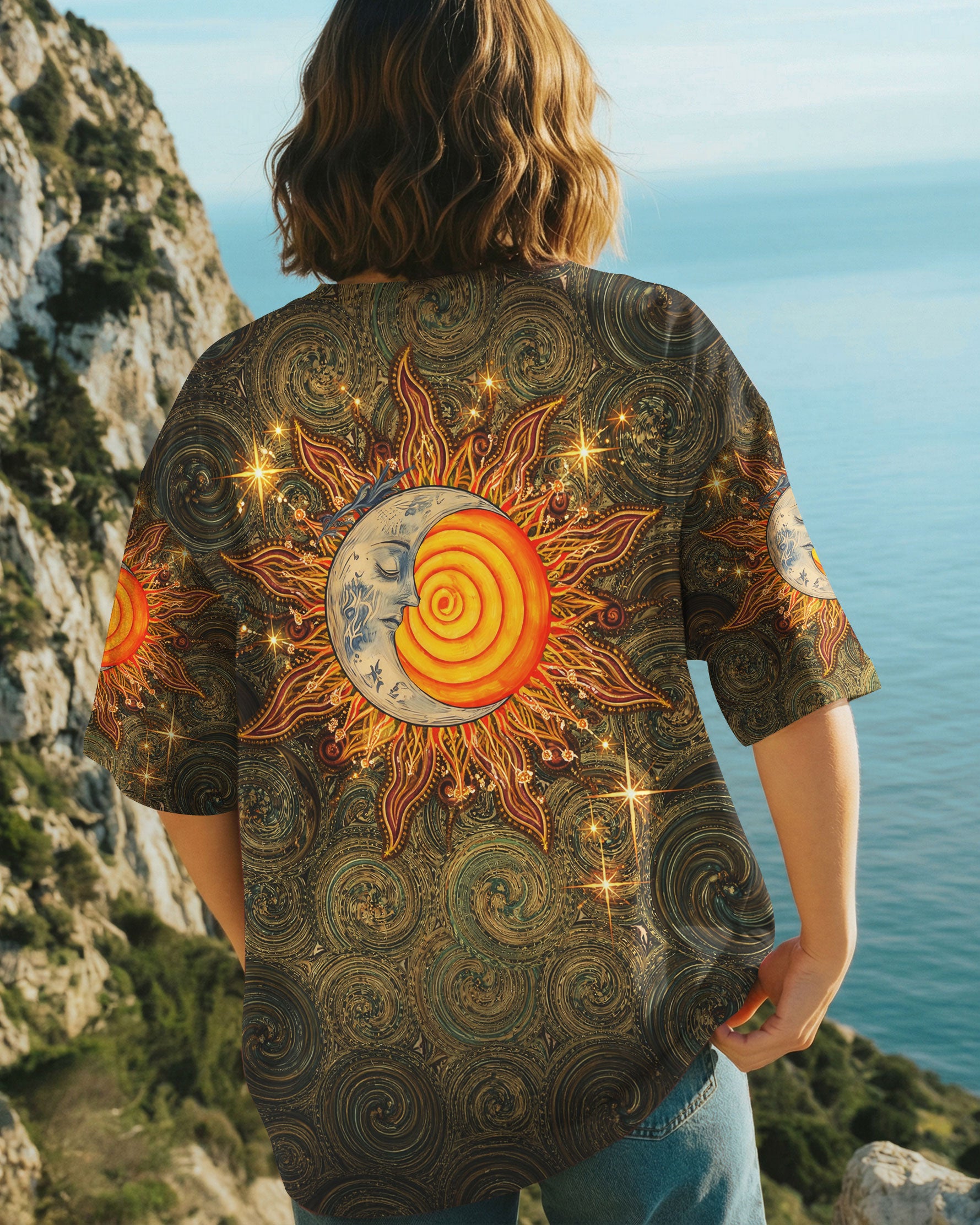 BOHO HIPPIE SUN AND MOON ALL OVER PRINT  - TLNO2003261
