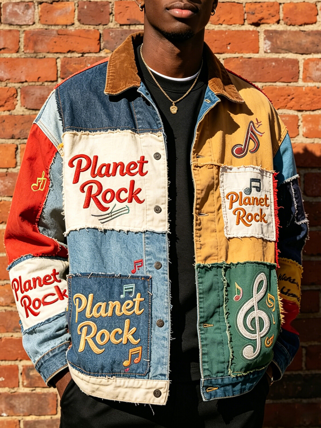 Men's Hip-hop Planet Rock Colorblock Print Long Sleeve Shirt