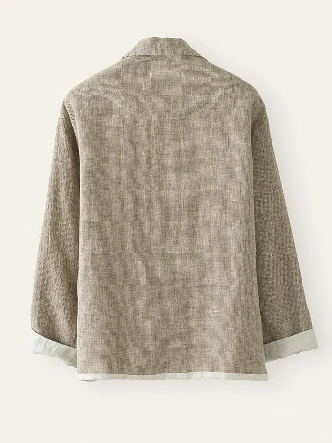 Women's Casual Cotton And Linen Pocket Shirt