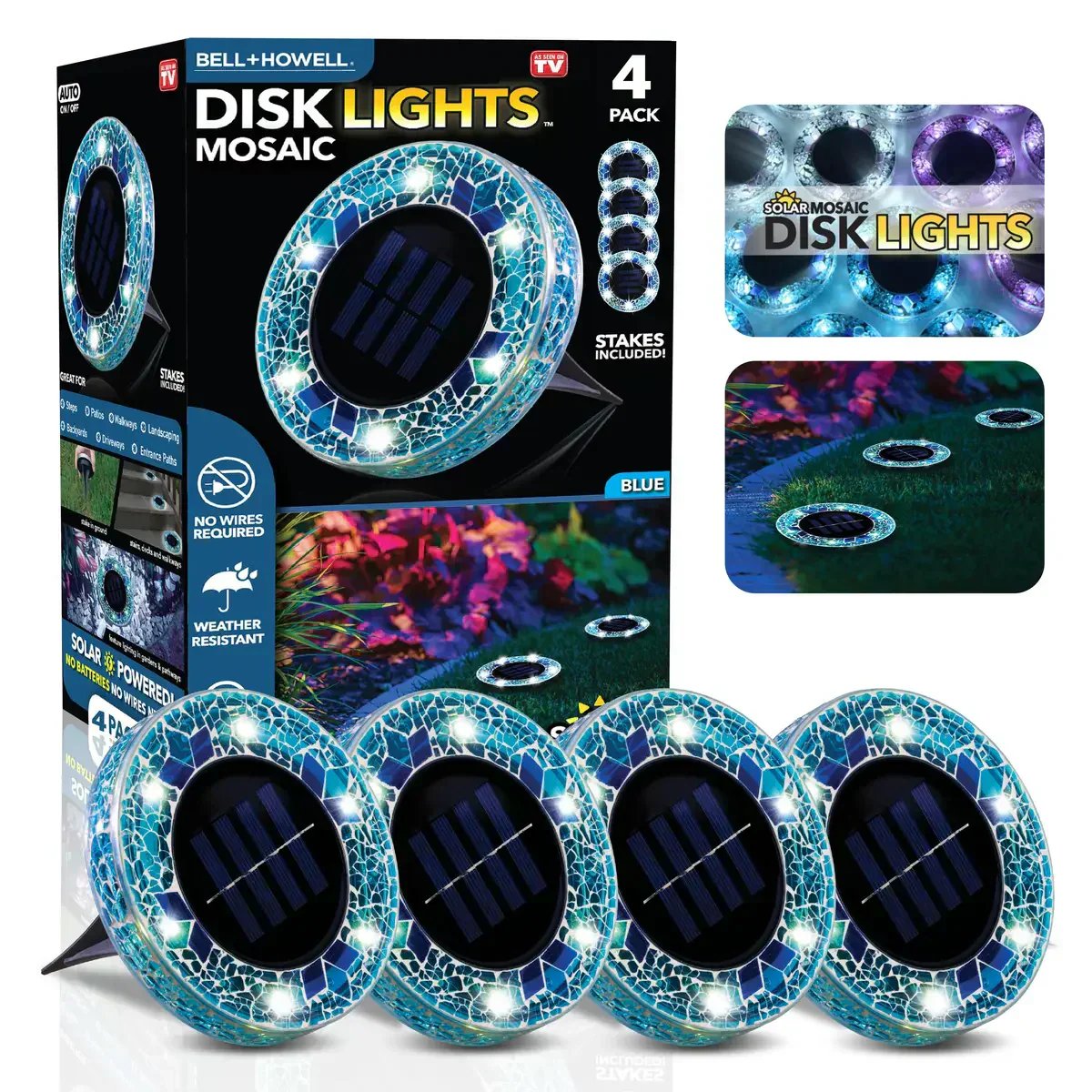 🛋️Solar Mosaic Disk Lights – Waterproof LED Pathway Lights with Auto On/Off