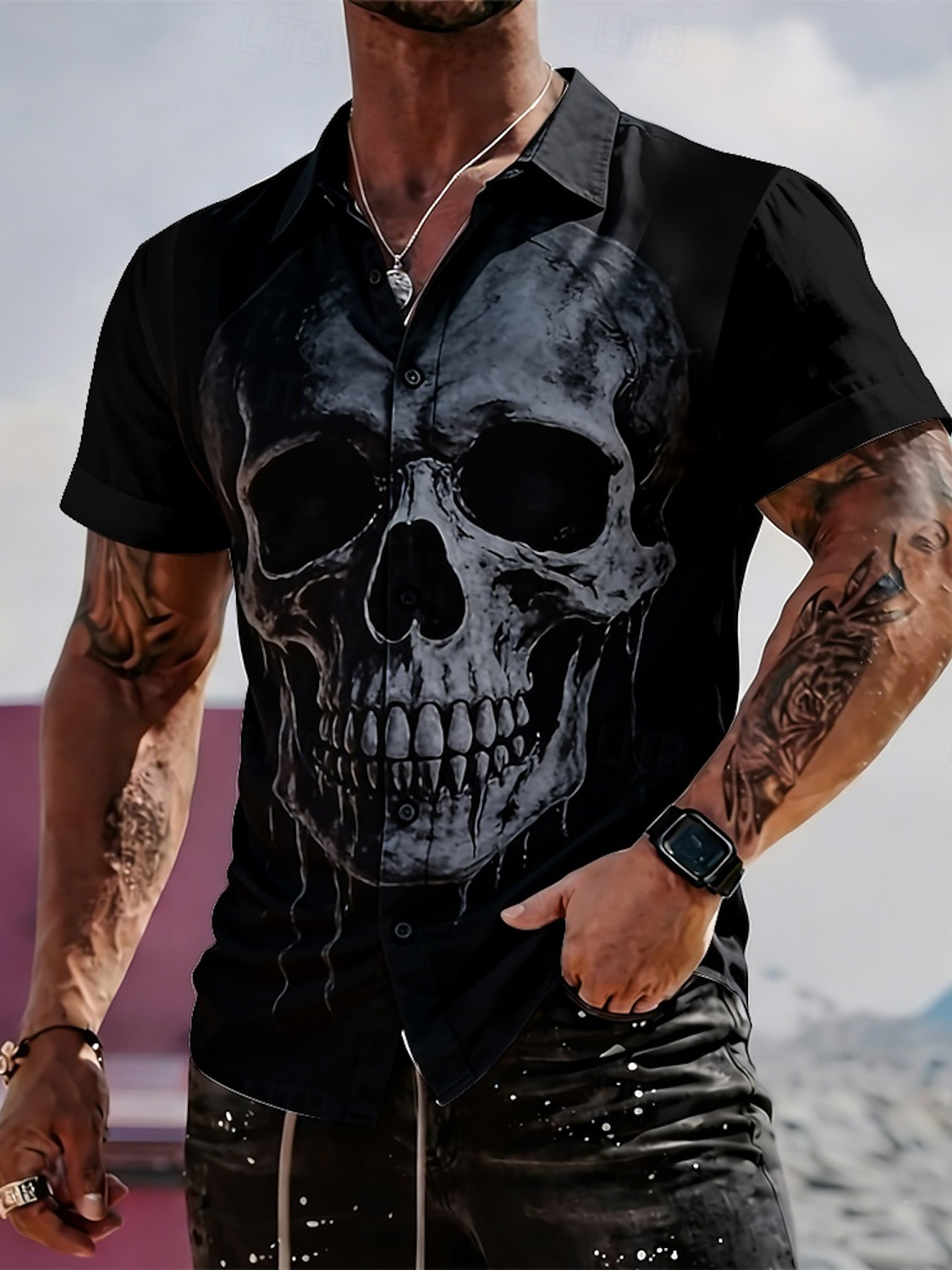 **Freedom Fighter Graphic Tee - Men's Dark Art Skull Print Shirt**