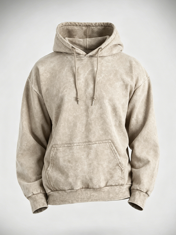 Men's Daily Solid Color Cotton Washed Hoodie