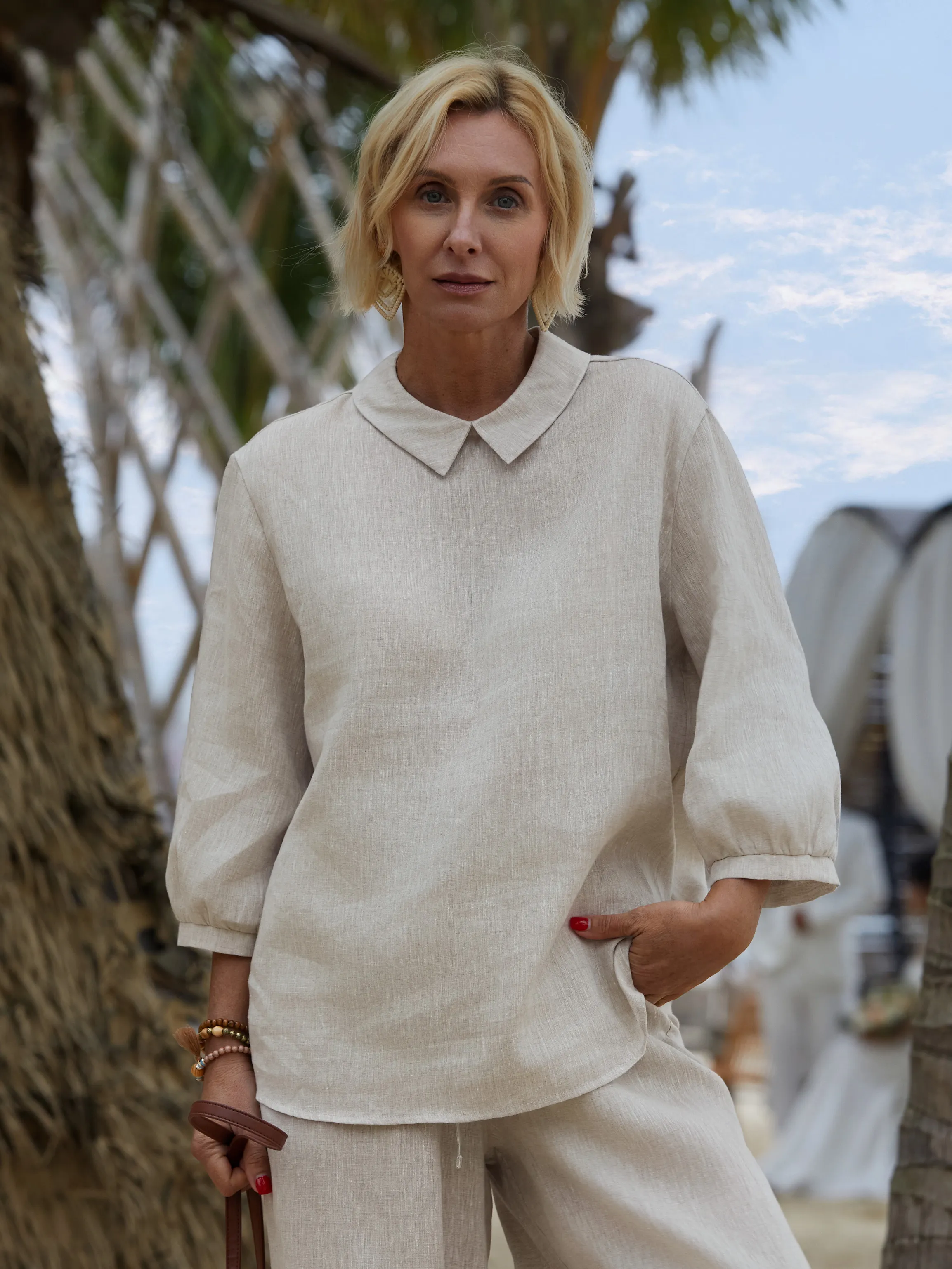 Women's  Linen 3/4 Sleeve Shirt