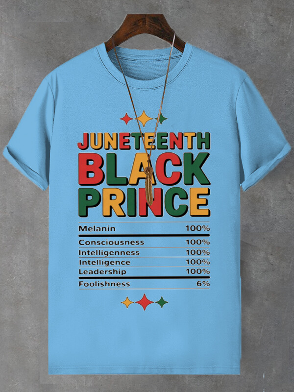 Men's Juneteenth Black Prince Print Cotton Casual T-Shirt