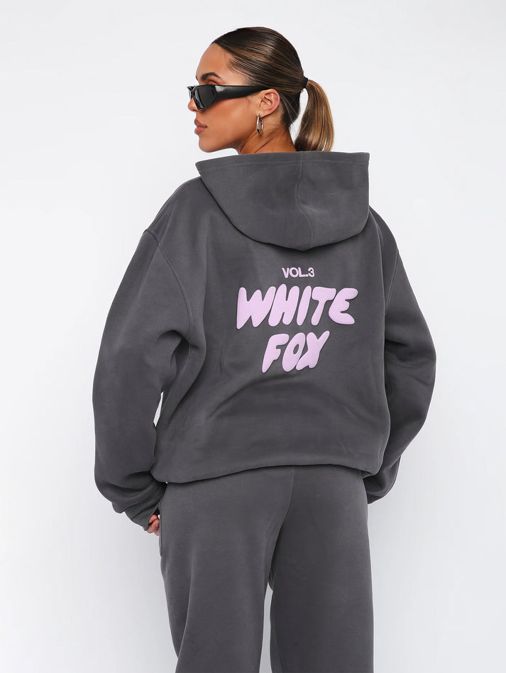 White Fox Hoodie Grey