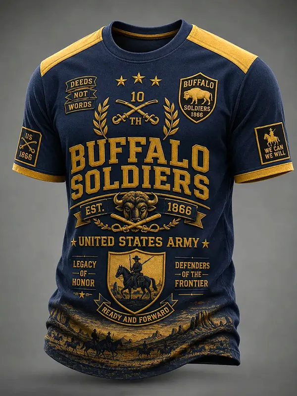Men's Buffalo Soldiers EST. 1866 Art Print T-Shirt
