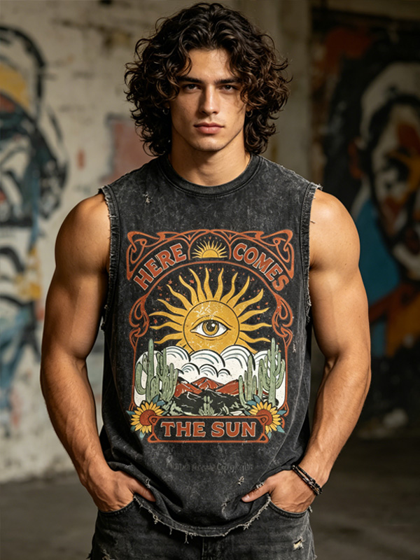 Men's Here Comes The Sun Illustration Print Tank Top