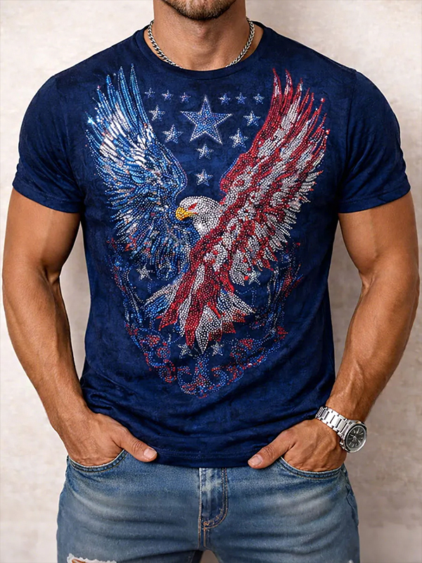 Men's American Flag Eagle Art Print T-Shirt